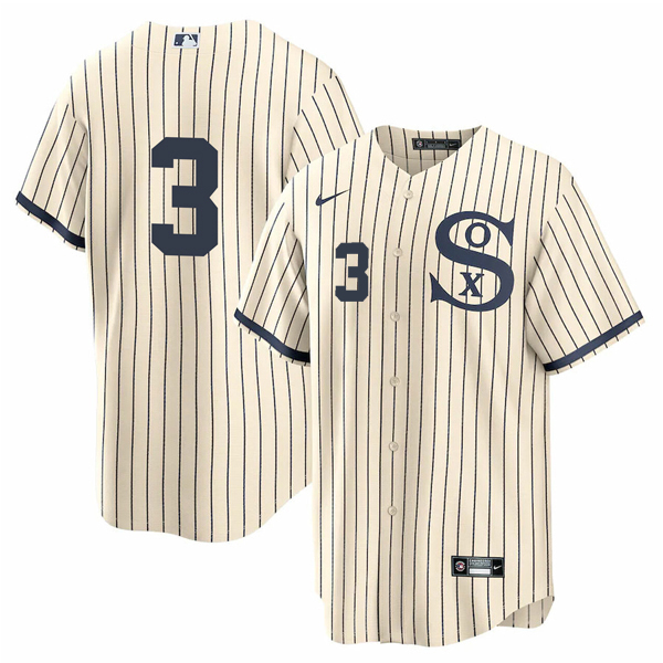Men's Chicago White Sox #3 Harold Baines 2021 Cream/Navy Field of Dreams Cool Base Stitched Jersey